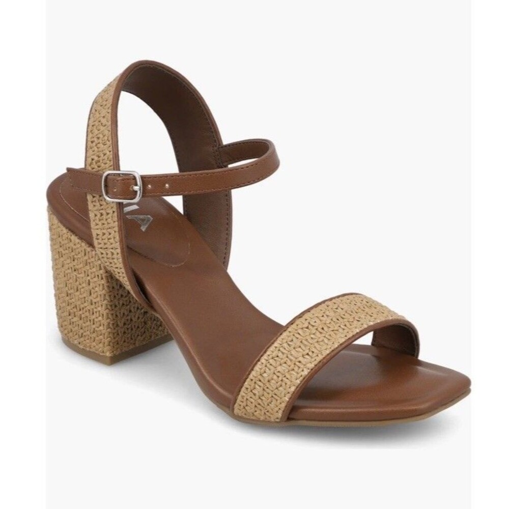 Mia Haidee Woven Strap Sandal Block Heel Boho Chic 10